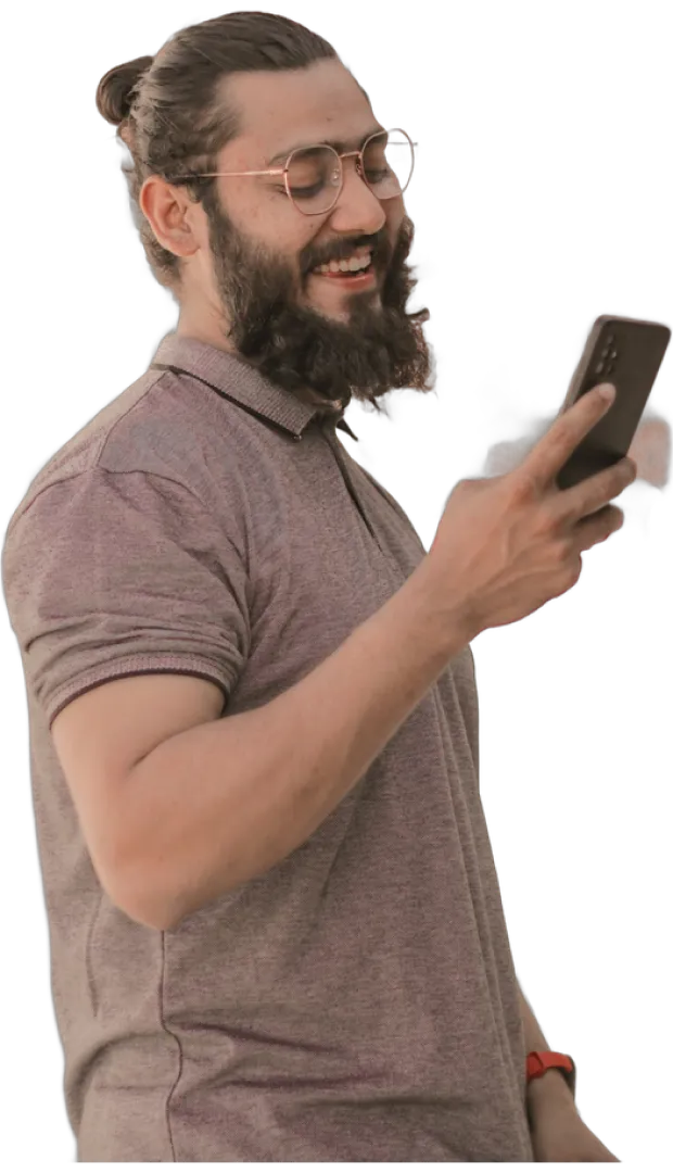 a business owner checking his phone