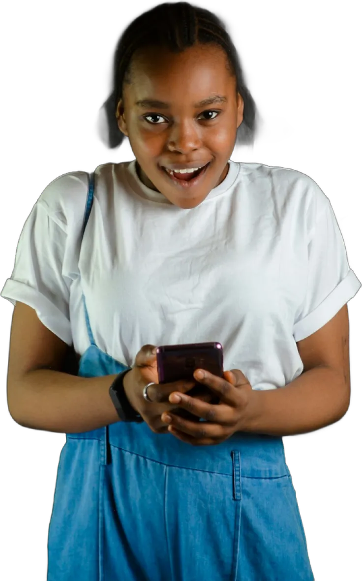 a customer on her phone