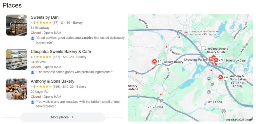 a real Google local 3-pack