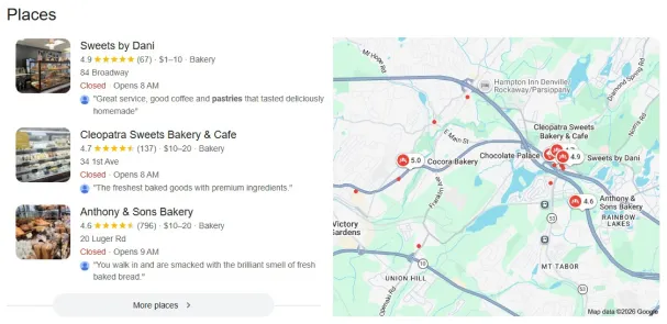 a real Google local 3-pack