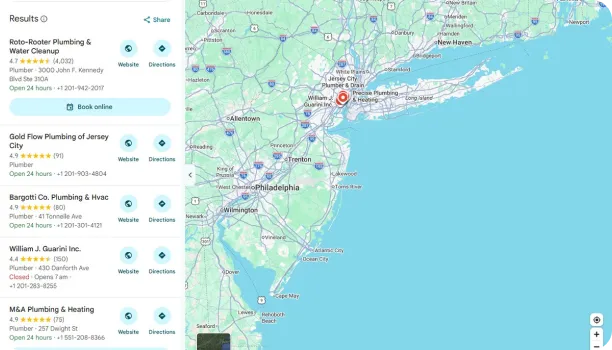 a real Google Maps local pack