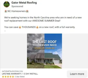 a real home-service ad (Meta Ad Library)