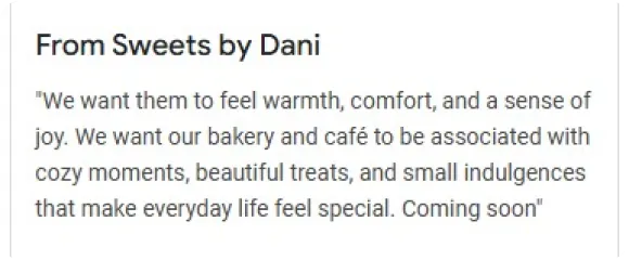 an update from Sweets by Dani on Google