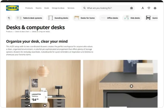 category page with real text