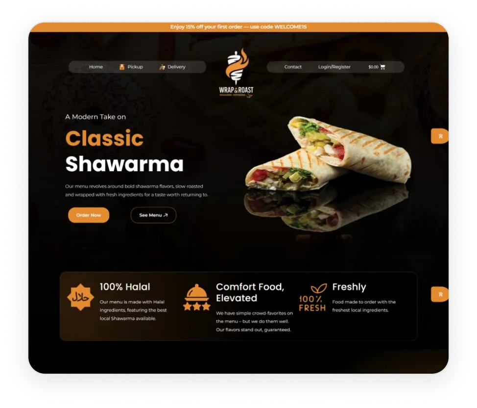 client restaurant site