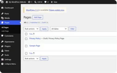 the WordPress dashboard