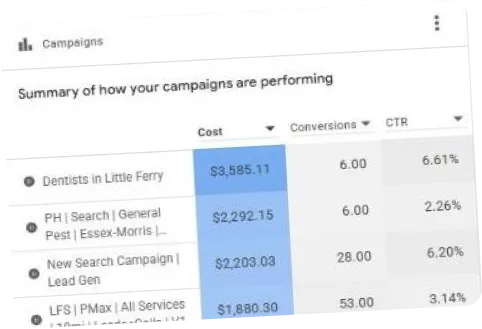 Google Ads campaign summary