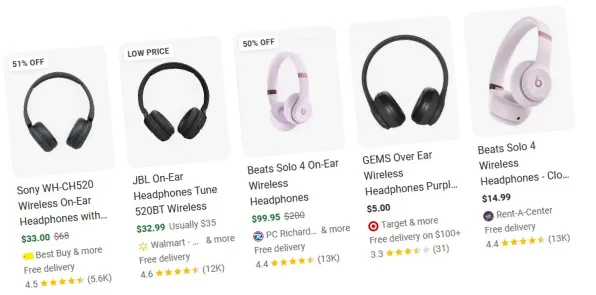 Google product results