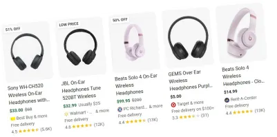 Google product results