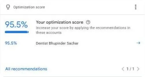 optimization score, from a real account