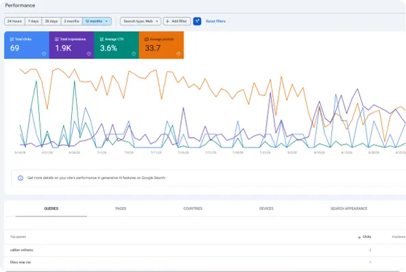 Search Console performance