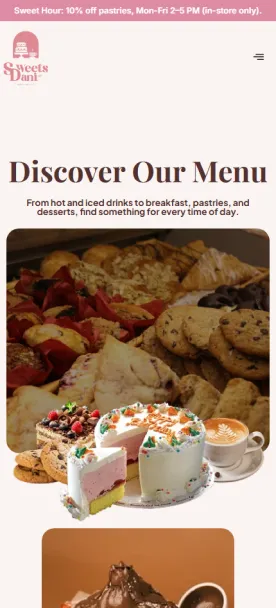 sweetsbydanibakery.com/menu on mobile