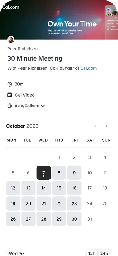 the same booking flow on mobile