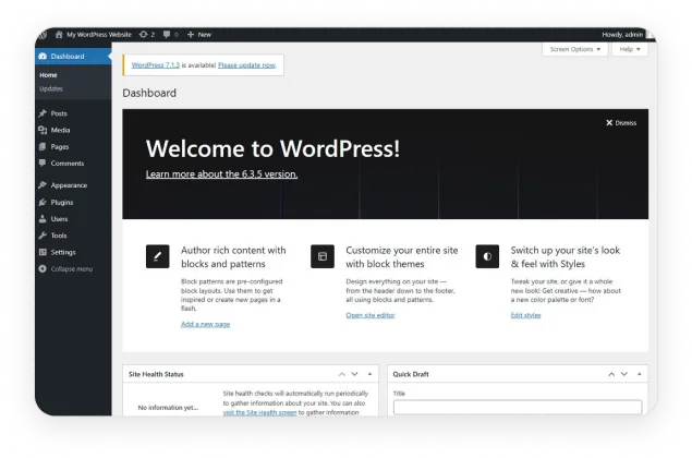 the WordPress dashboard