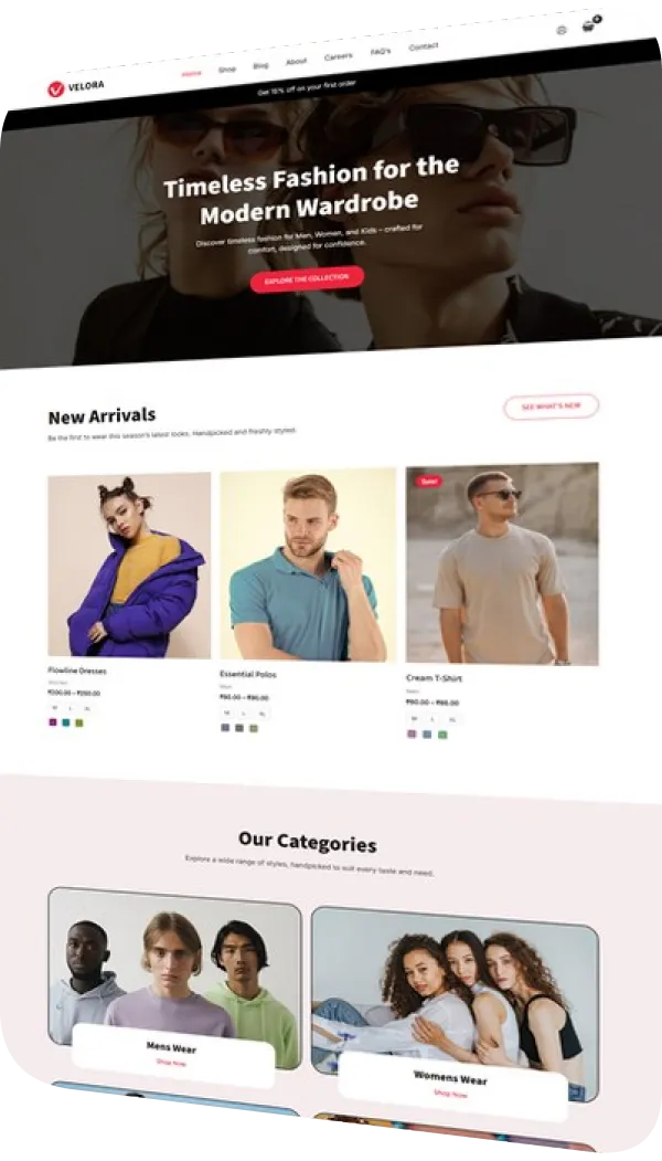 Website design: clothing