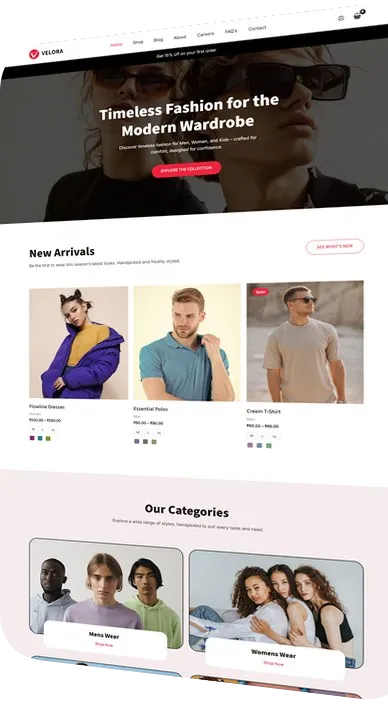Website design: clothing