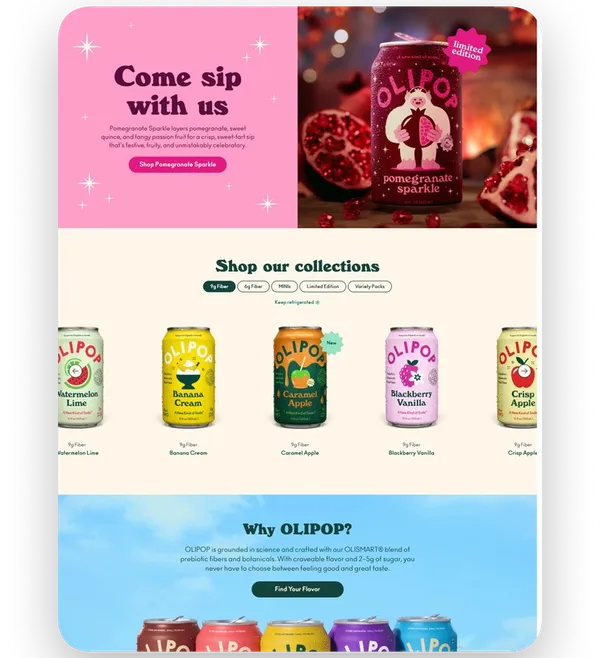Website design: olipop